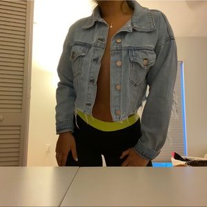distressed cropped denim jacket